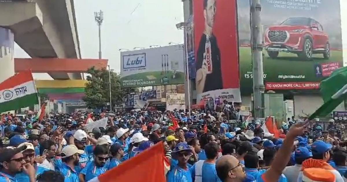 ICC CWC 2023: Sea of Blue outside Narendra Modi Stadium ahead of IND-PAK clash